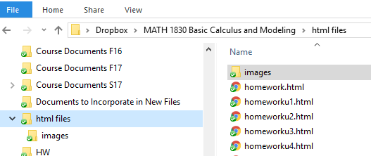 screenshot of project folder with an images folder