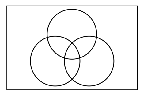 Blank Venn Diagram enclosed in a rectangle with three intersecting circles.